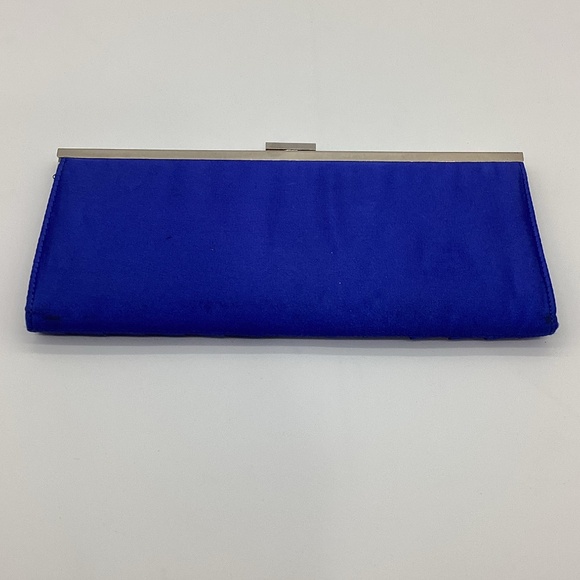2147. Style & Co. Blue Pleated Satin Clutch w/ Silver Embellishments NWT - Picture 1 of 5